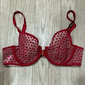 Victoria's Secret Red Floral Lace Bra